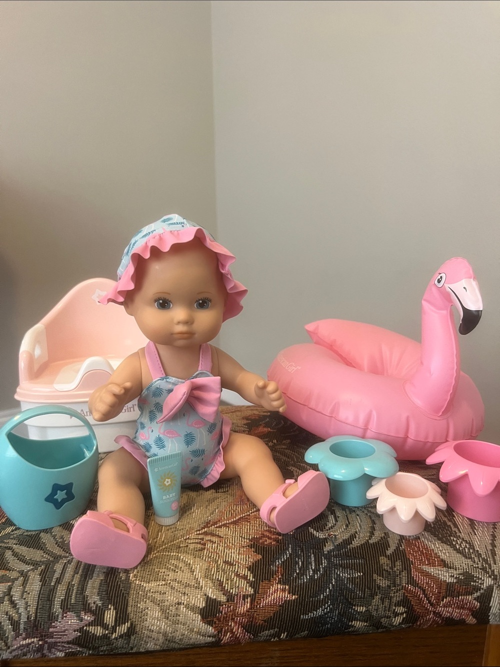 American girl bitty baby flamingo fun play set and potty